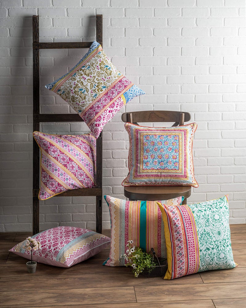 ميزون دي هيرمين Maison D 'Hermine Devinative Palow Cover 100 ٪ Cotton Toile Cushion Coushion مع سحاب غير مرئي لغرفة المعيشة السرير أريكة كاتماندو - جامو - ربيع/صيف (20 "" x20 ") - Image 5