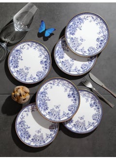 Mabeyn Set of 6 Ceramic Cake Dessert Presentation Plates 19 cm Blue  - Image 1