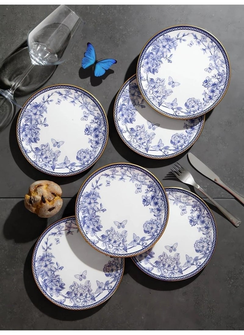 Mabeyn - Set of 6 Ceramic Cake Dessert Presentation Plates 19 cm Blue - Image 1