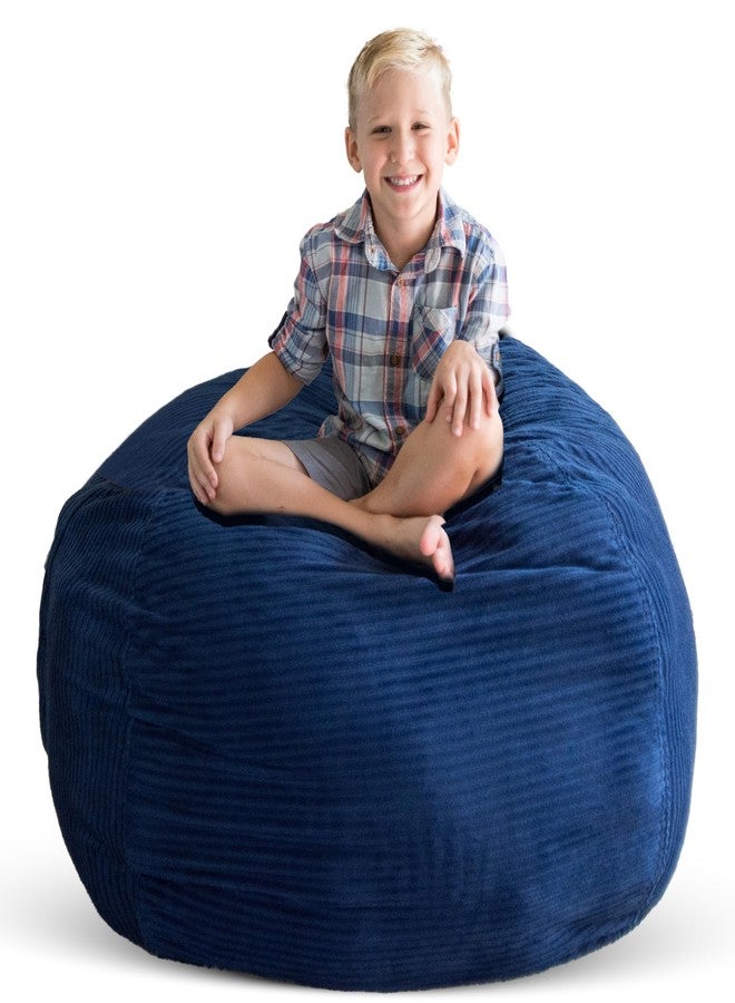 Creative QT Stuff ’n Sit Large 33’’ Bean Bag Storage Cover for Stuffed Animals & Toys, Giant Beanbag Chair for Kids Ages 3-14, Bedroom Organizer Holiday Gift, Royal Blue Corduroy - Image 1