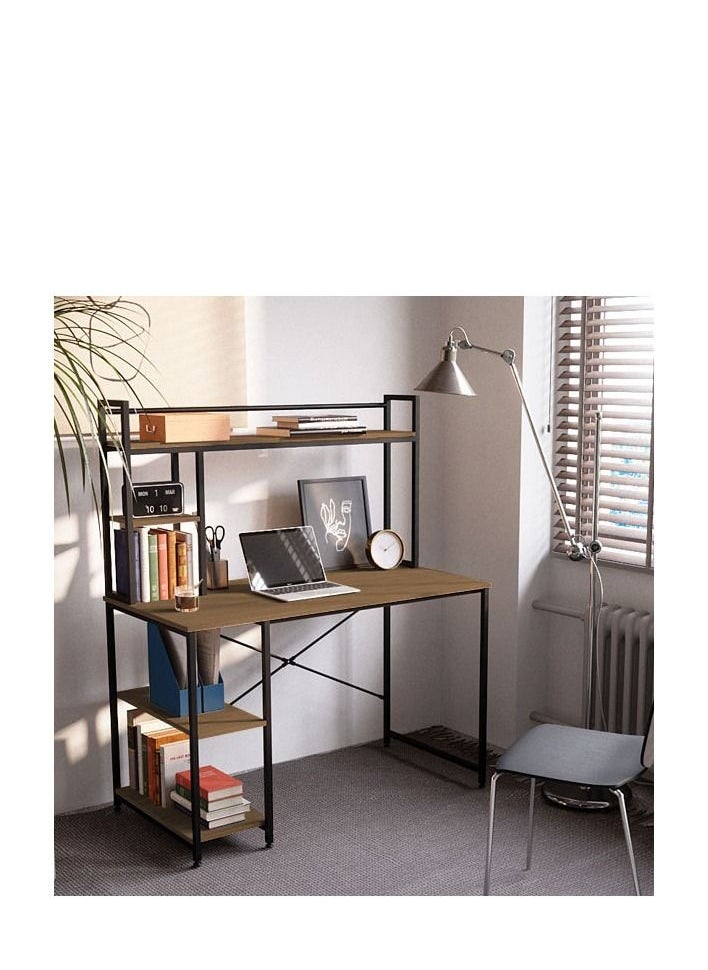 Home Gallery - Computer Desk 120 cm with Hutch and Storage Shelves - Image 1