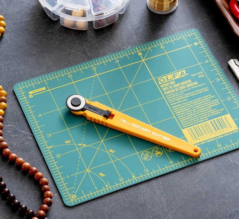 OLFA 18mm Quick-Change Rotary Cutter (RTY-4) - Rotary Fabric Cutter w/Blade Cover for Quilting, Sewing, Crafts, Scrapbooking, Replacement Blade: RB18-2 - Image 2