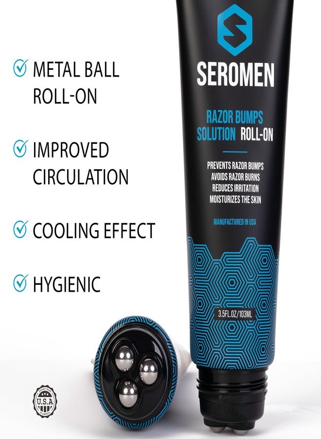 seroflora Seromen Razor Bump Treatment for Men – 3.5 fl oz Roll-On Serum for Face and Body Ingrown Hair and Razor Burn Solution, Soothes Skin, Calms Irritation, Made in USA - Image 2