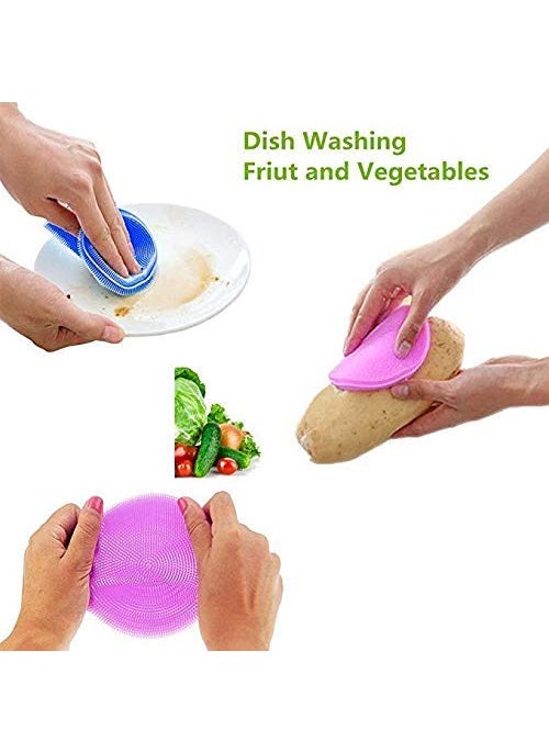 Prostuff.in Prostuffin Silicone Cleaning Sponge Scrubber for Kitchen Non Stick Dishwashing Fruit and Vegetable Washing Brush Multi Color 4Pcs  - Image 2