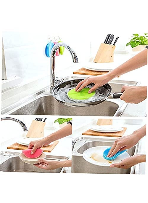 Prostuff.in Prostuffin Silicone Cleaning Sponge Scrubber for Kitchen Non Stick Dishwashing Fruit and Vegetable Washing Brush Multi Color 4Pcs  - Image 5