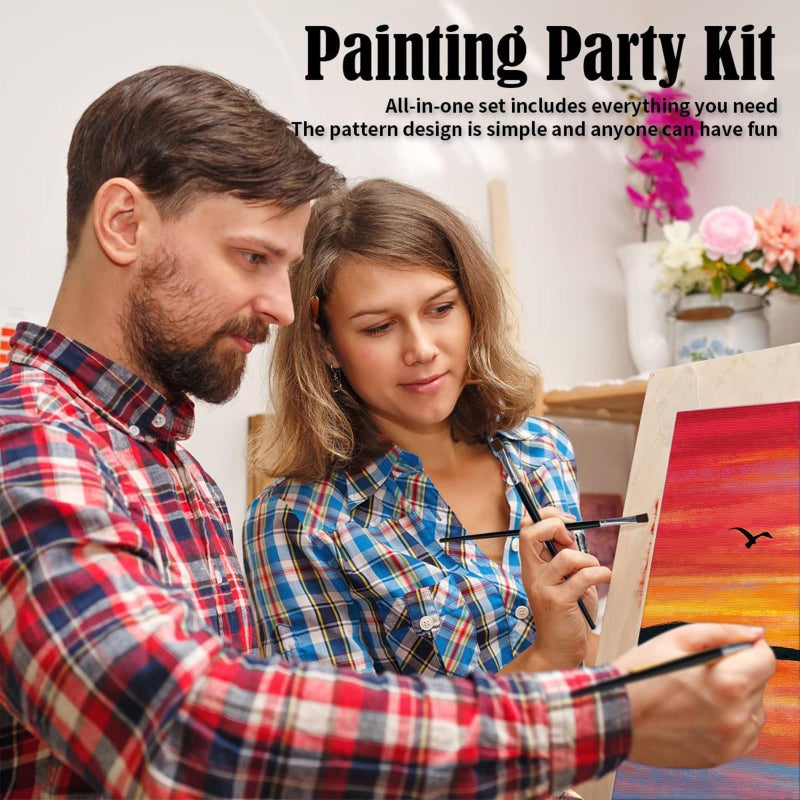 VOCHIC Sip and Paint Kit,Pre Drawn Canvas Couples Paint Party Kit Painting Art Set for Adults Date Night Sunset Beach 2 Pack (8 x 10 Inches, Dancing Couple) - Image 4