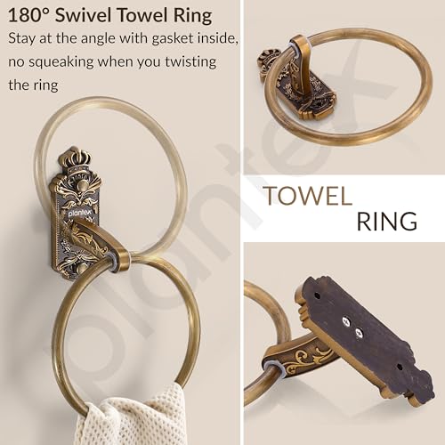 Plantex Antique Towel Ring for Bathroom/Aluminium Napkin Holder/Towel Hanger for Kitchen/Bathroom Accessories (Brass-Antique) - Image 4