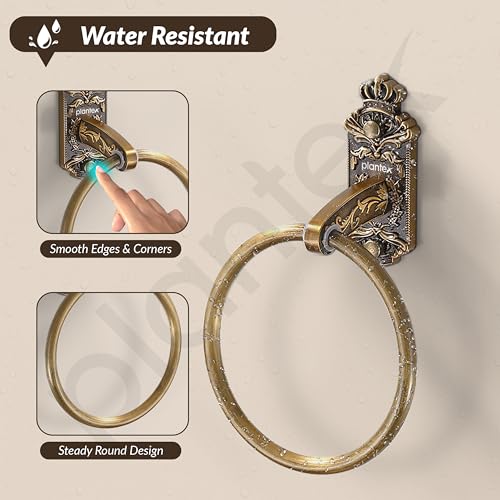 Plantex Antique Towel Ring for Bathroom/Aluminium Napkin Holder/Towel Hanger for Kitchen/Bathroom Accessories (Brass-Antique) - Image 5