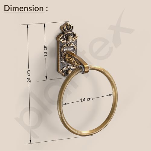 Plantex Antique Towel Ring for Bathroom/Aluminium Napkin Holder/Towel Hanger for Kitchen/Bathroom Accessories (Brass-Antique) - Image 2