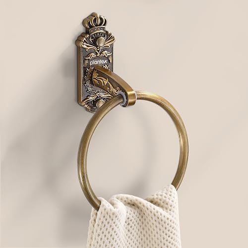 Plantex Antique Towel Ring for Bathroom/Aluminium Napkin Holder/Towel Hanger for Kitchen/Bathroom Accessories (Brass-Antique) - Image 1