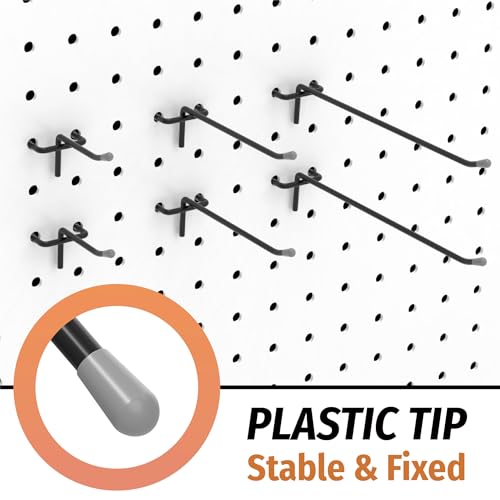 HUHOLE Pegboard Hooks 2 Inch 50PC, Black Peg Board Hooks, Fit 1/4" or 1/8" Pegboard, Ideal Peg Board Organizer Accessories for Garage Tool Organization, Wall Storage (Black, 2 Inch) - Image 5