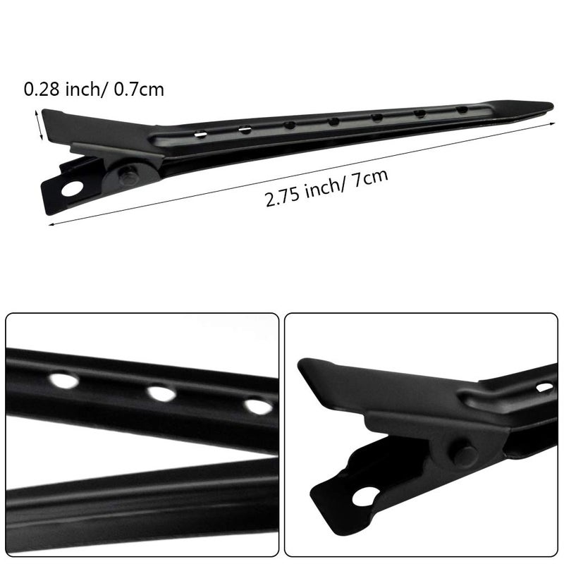 Bantoye 24 Packs Duck Bill Clips, Bantoye 2.75 Inches Rustproof Metal Alligator Curl Clips with Holes for Hair Styling, Hair Coloring, Black - Image 2