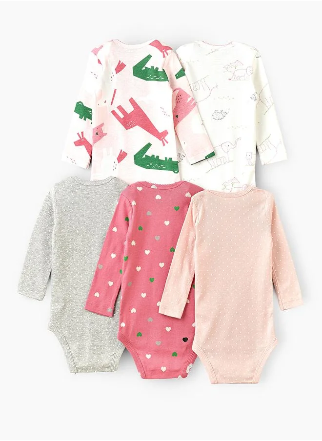 babyqlo Sweet Animal & Heart Bodysuit Set of 5