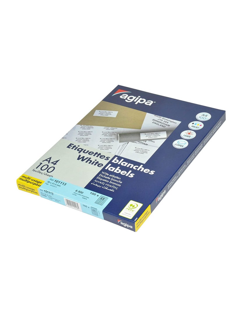 Agipa 100-Sheet Multipurpose Label White - APLA101113 - Image 1