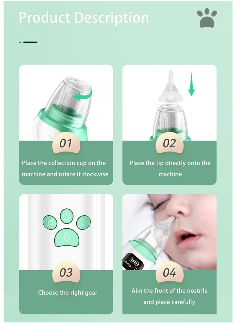 Automatic Baby Nasal Aspirator - Silent Electric Nasal Vacuum Cleaner for Infant Safety, White/Green - pzsku/Z3BC30CDAF60D31A306BCZ/45/_/1721462220/66648d42-345c-4356-8d5c-6144c359d8e2