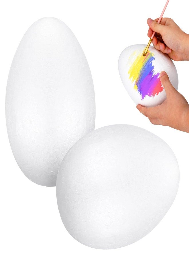 BESTOYARD 2Pcs 8-Inch White Craft Foam Eggs for DIY Polystyrene Decorations, Painting, School Projects, and Festival Crafts - Image 1