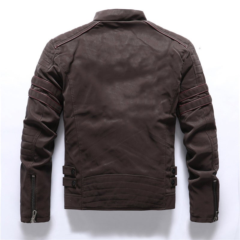 Men'S Frosted Leather Clothing Fashion Slim Brushed Pu Jacket Motorcycle Fashion Brand Slim Jacket - Image 3