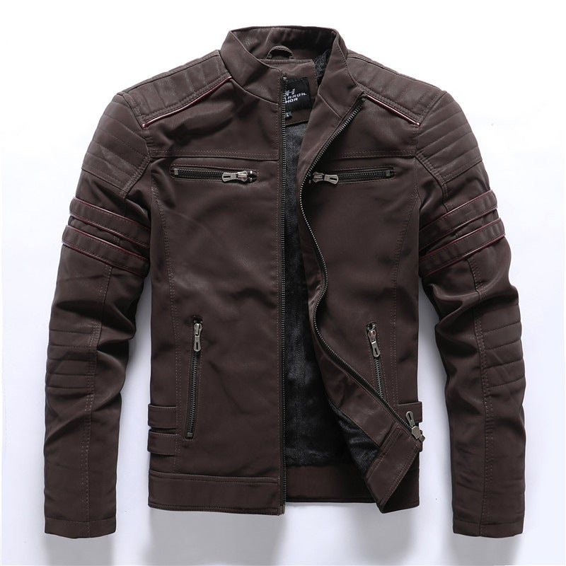 Men'S Frosted Leather Clothing Fashion Slim Brushed Pu Jacket Motorcycle Fashion Brand Slim Jacket - Image 2