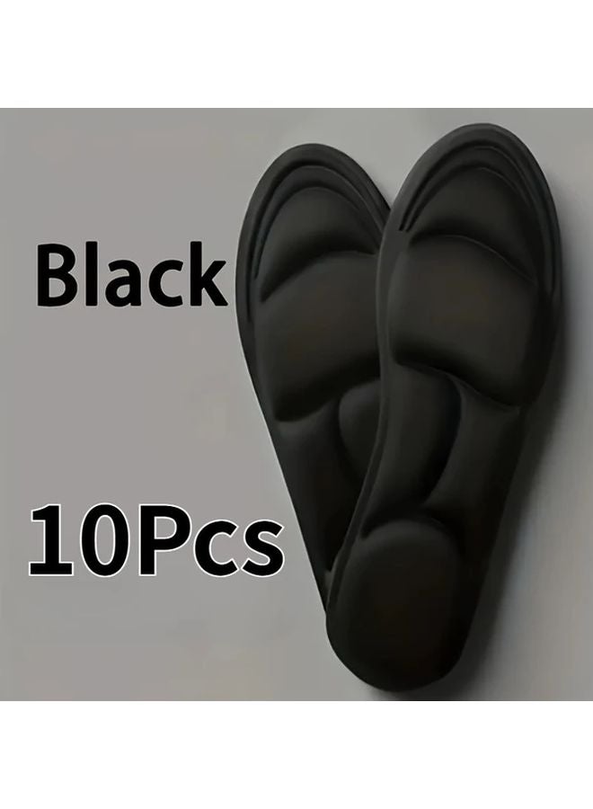 10Pcs Black Shock Absorbing Insoles EU45 46 For Running Fitness Shoes - Image 5