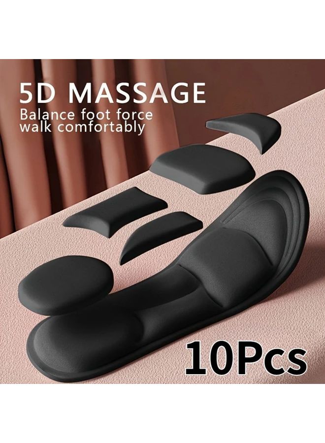 10Pcs Black Shock Absorbing Insoles EU45 46 For Running Fitness Shoes - Image 3