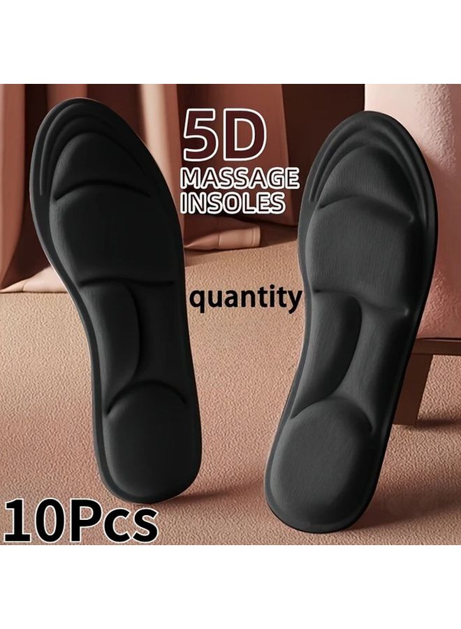 10Pcs Black Shock Absorbing Insoles EU45 46 For Running Fitness Shoes - Image 1