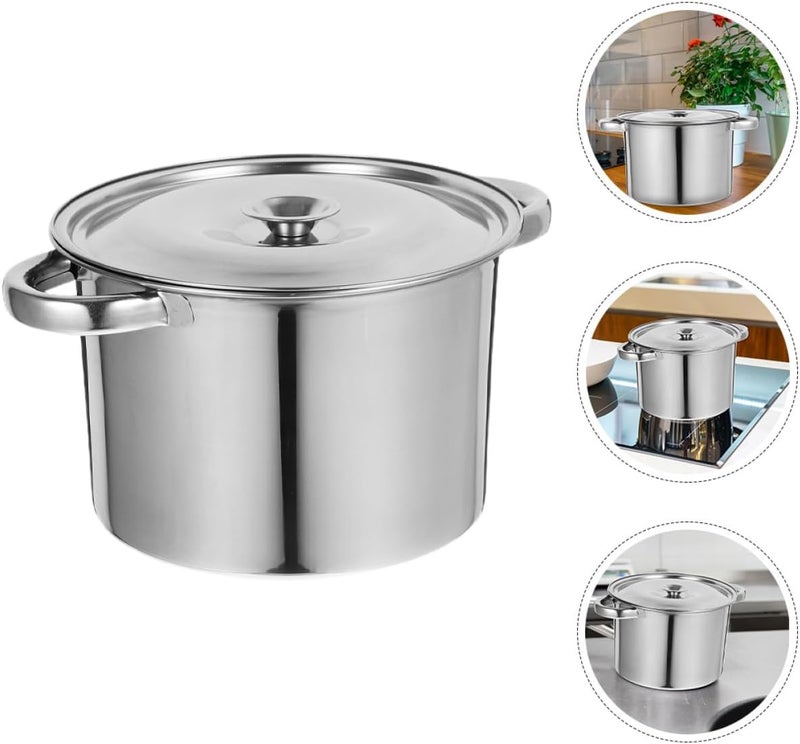 Stainless Steel Cooking Pot with Lid 12-inch Thickened Stockpot 3.0mm Heavy-bottom Sauce Pot for Home Kitchen Soup Stewing and Oil Storage - Image 2