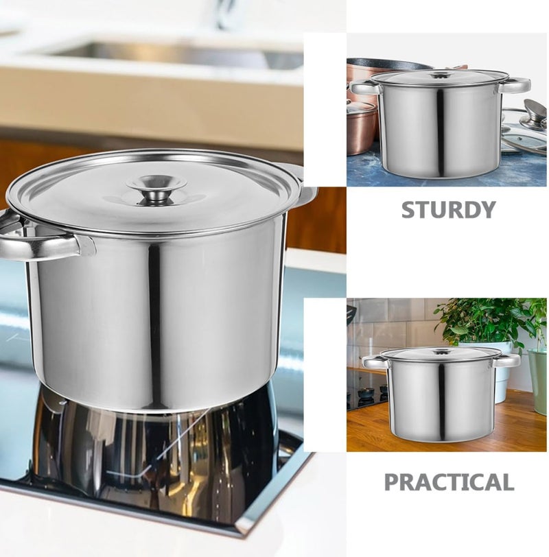 Stainless Steel Cooking Pot with Lid 12-inch Thickened Stockpot 3.0mm Heavy-bottom Sauce Pot for Home Kitchen Soup Stewing and Oil Storage - Image 3