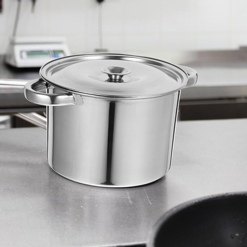 Stainless Steel Cooking Pot with Lid 12-inch Thickened Stockpot 3.0mm Heavy-bottom Sauce Pot for Home Kitchen Soup Stewing and Oil Storage - Image 4