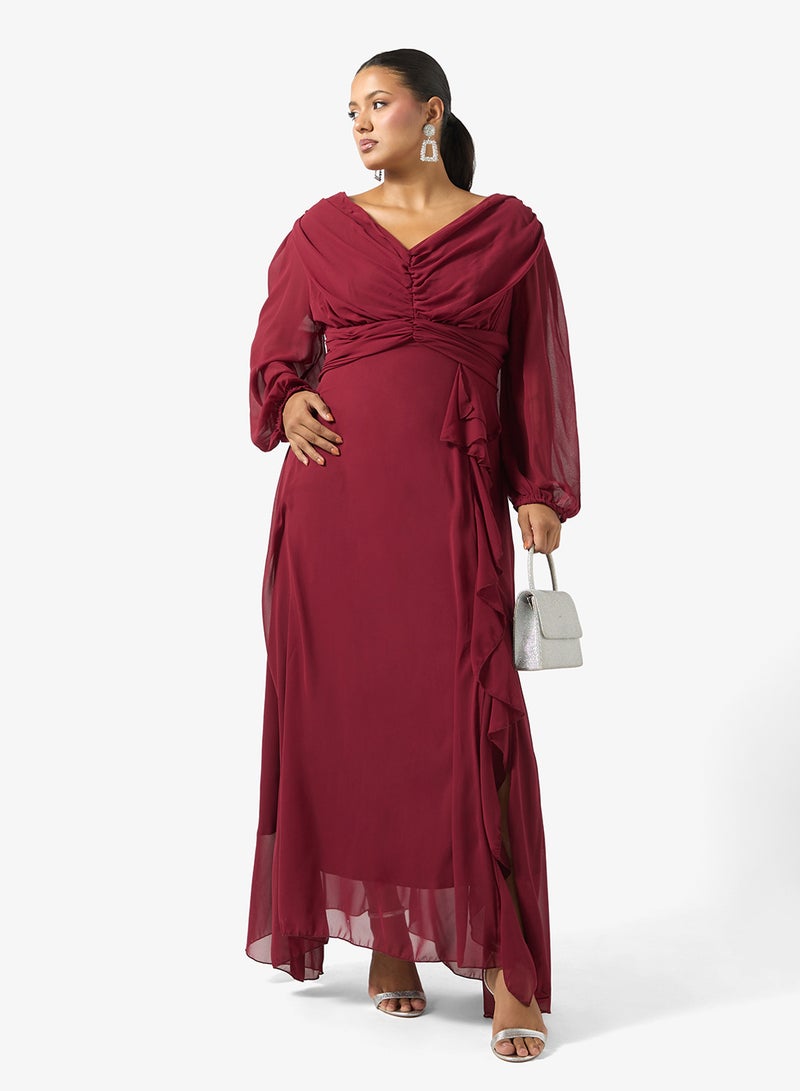 Ella Plus Puff Sleeve Dress With Ruffle - Image 4