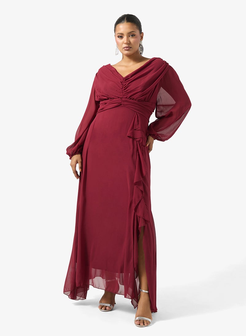 Ella Plus Puff Sleeve Dress With Ruffle - Image 1