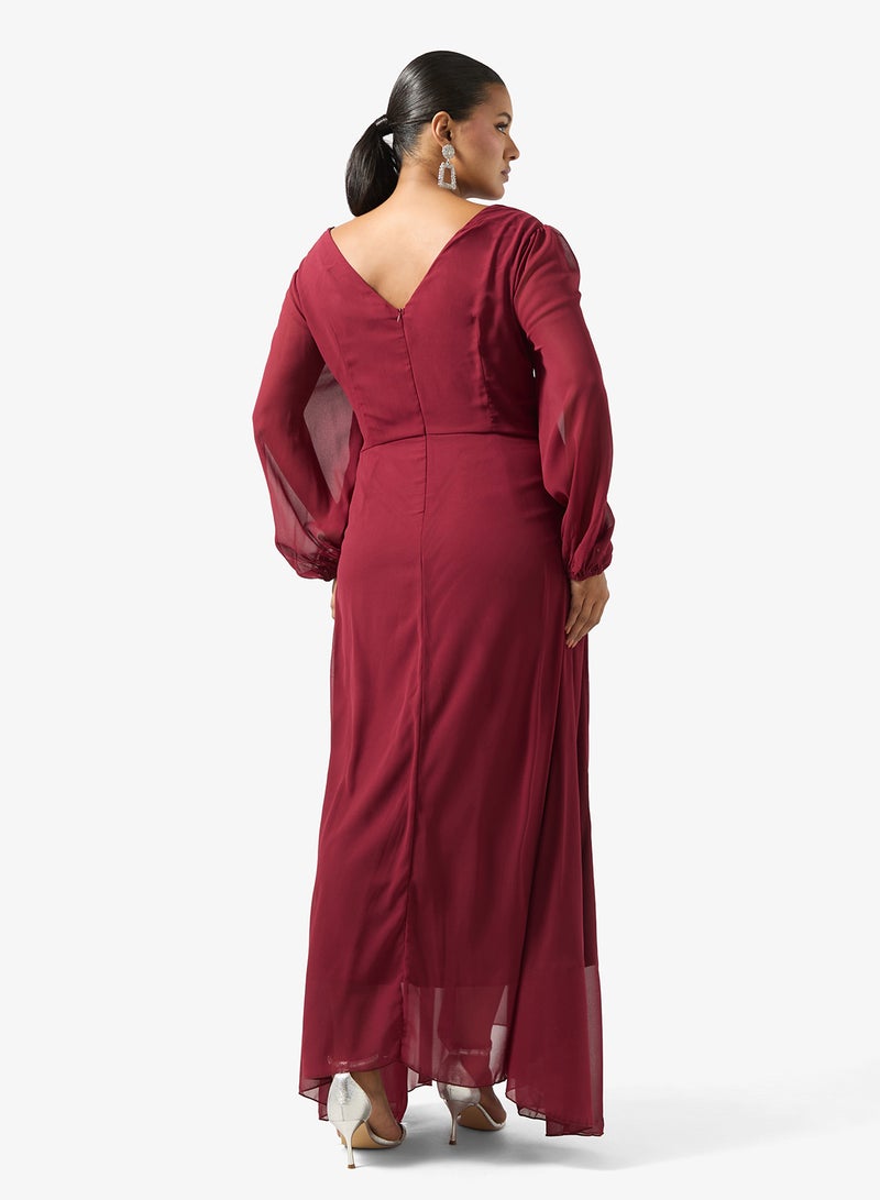 Ella Plus Puff Sleeve Dress With Ruffle - Image 2