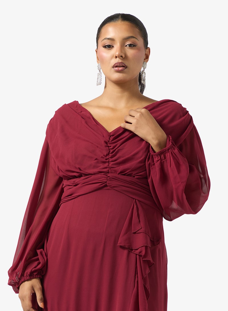 Ella Plus Puff Sleeve Dress With Ruffle - Image 3