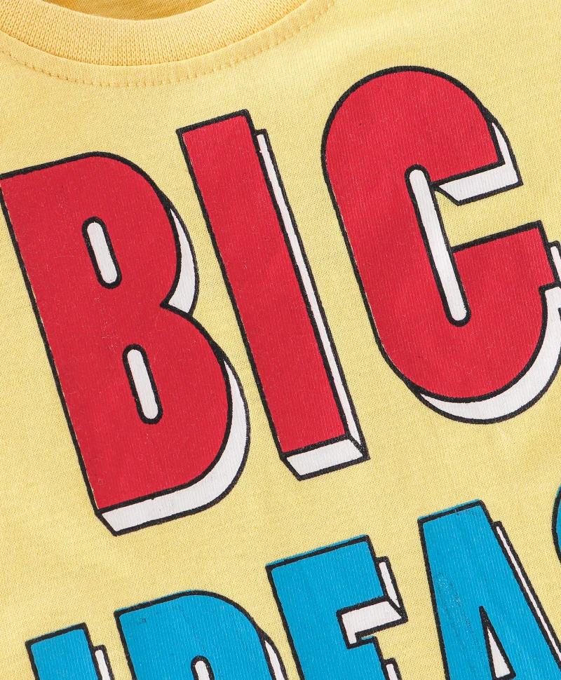 babyhug Babyhug Cotton Knit Full Sleeves T-Shirt with Text Print - Yellow