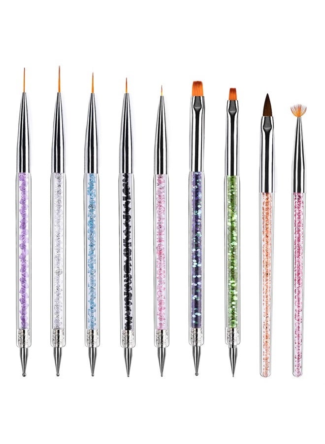 TOCOLES Nail Art Brushes, 9PCS Nail Brushes for Nail Art with Nail Liner Brush and Nail Dotting Pens for Home Use and Professional Nail Salon - Image 1