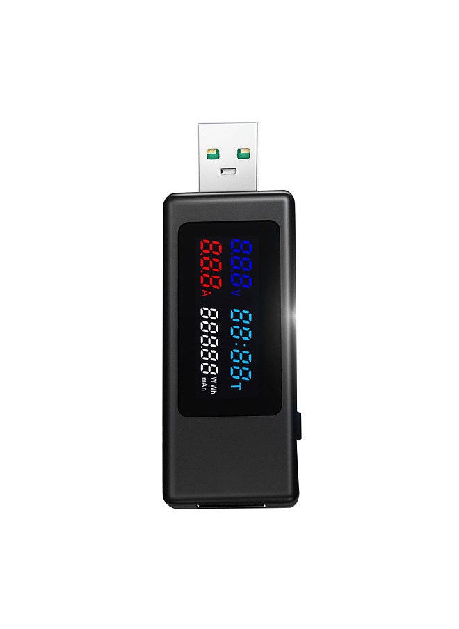 Generic KWS-V30 USB Power Meter Tester 6in1 Current Voltage Timing Power Capacity Electric Quantity Tester with Power-off Memory Function  - Image 1