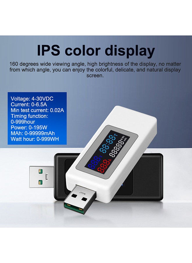 Generic KWS-V30 USB Power Meter Tester 6in1 Current Voltage Timing Power Capacity Electric Quantity Tester with Power-off Memory Function  - Image 5