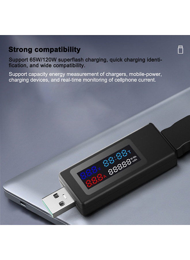 KWS-V30 USB Power Meter Tester 6in1 Current Voltage Timing Power Capacity Electric Quantity Tester with Power-off Memory Function
