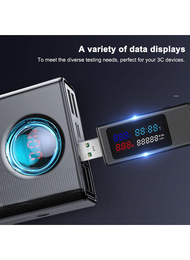 KWS-V30 USB Power Meter Tester 6in1 Current Voltage Timing Power Capacity Electric Quantity Tester with Power-off Memory Function