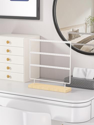 Ausalivan Earring Holder Organizer,Pierced Large Earrings Display Stand For Selling,Small Stud Earring Organizer Rack,Hoop Earring Storage Hanger Tree (White, 3 tier) - Image 4