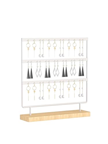Ausalivan Earring Holder Organizer,Pierced Large Earrings Display Stand For Selling,Small Stud Earring Organizer Rack,Hoop Earring Storage Hanger Tree (White, 3 tier) - Image 1
