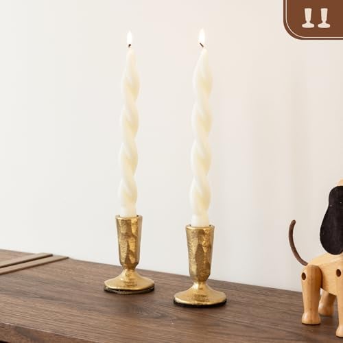 WOLAOJA Candle Sticks Holder Decor, Set of 2 Vintage Gold Candle Holders, Modern Decorative Tapered Candlestick Holders Centerpiece for Dining Table Centerpiece, Wedding, Party Decor - Image 2