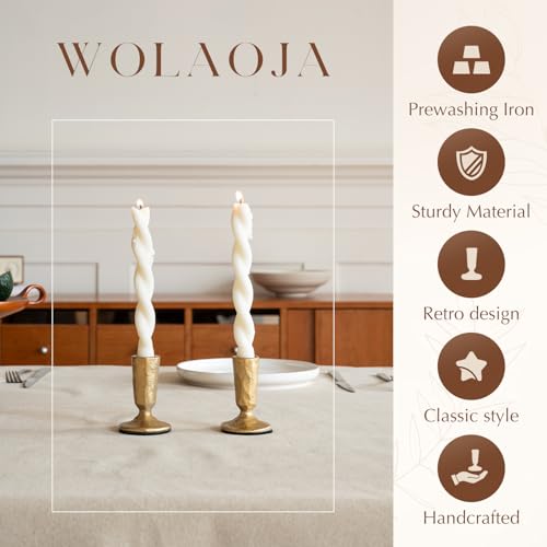 WOLAOJA Candle Sticks Holder Decor, Set of 2 Vintage Gold Candle Holders, Modern Decorative Tapered Candlestick Holders Centerpiece for Dining Table Centerpiece, Wedding, Party Decor - Image 3