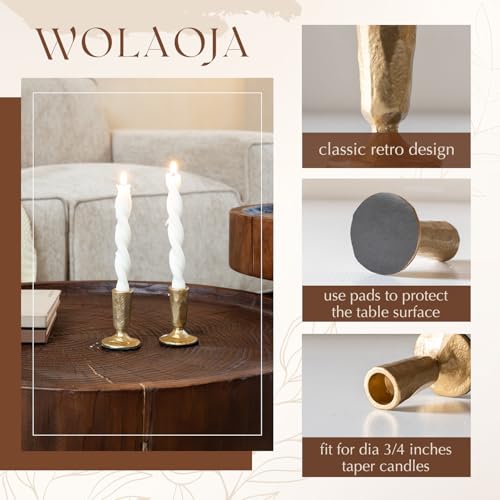 WOLAOJA Candle Sticks Holder Decor, Set of 2 Vintage Gold Candle Holders, Modern Decorative Tapered Candlestick Holders Centerpiece for Dining Table Centerpiece, Wedding, Party Decor - Image 5