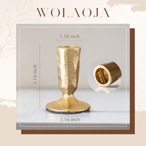WOLAOJA Candle Sticks Holder Decor, Set of 2 Vintage Gold Candle Holders, Modern Decorative Tapered Candlestick Holders Centerpiece for Dining Table Centerpiece, Wedding, Party Decor - Image 4