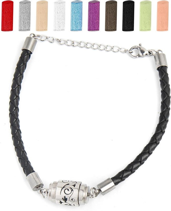 , STAINLESS STEEL ADJUSTABLE PATTERN AROMA BRACELET ESSENTIAL OIL DIFFUSER WITH 10PCS REFILL STICKS