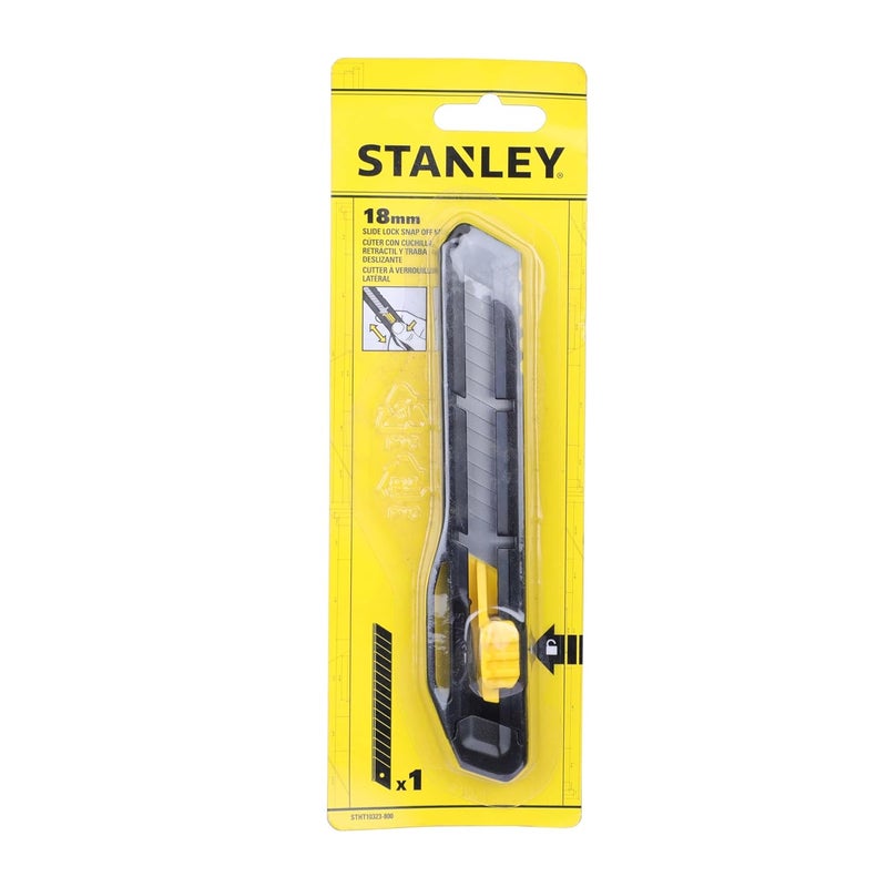 STANLEY STHT10323800 18 mm Plastic Slide Lock SnapOff Knife for Home Professional Use YELLOW BLACK - Image 1