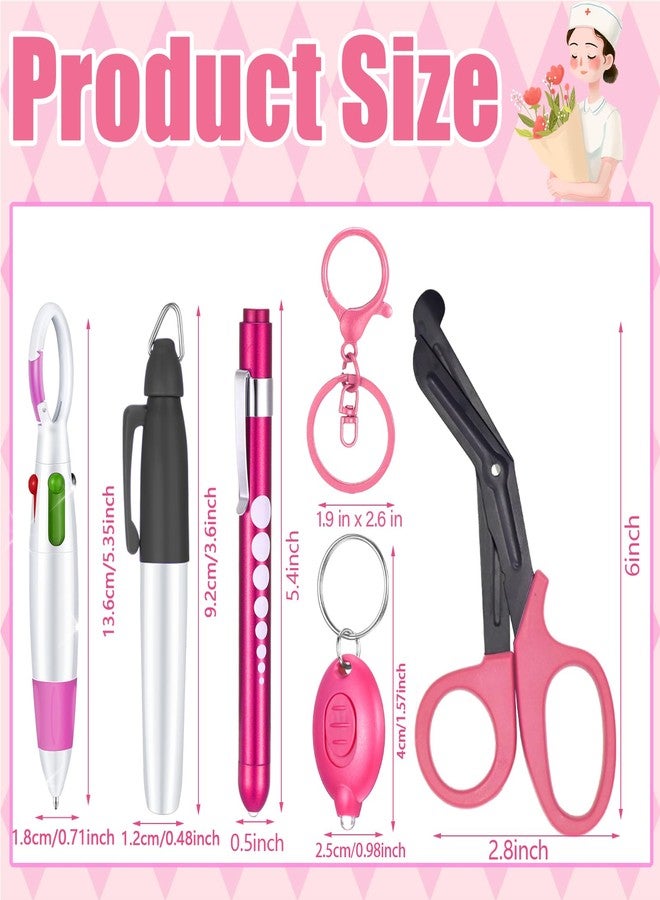 Yaure Joy 6 Pcs Nurse Pen Set Nurse Badge Accessories for Work Doctor Nursing Students Supplies (Pink) - Image 2