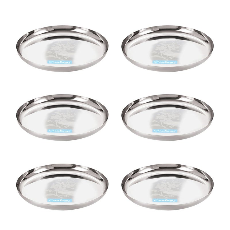 Neelam Neelam Stainless Steel 13, 18 Gauge Lazer Etching J.K Khumcha Thali, 30 cm, Set of 6, Perfect for Daily Use, Special Occasions, High-Quality Food Grade Material, Stylish Look, Ideal for Home - Image 1