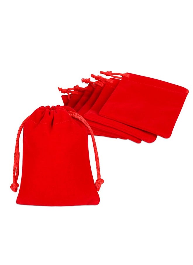Shintop - 10 Pack Velvet Drawstring Bags For Christmas Wedding Gift Bags Velvet Cloth Jewelry Pouches (2.75” X 3.54” Red) - Image 1