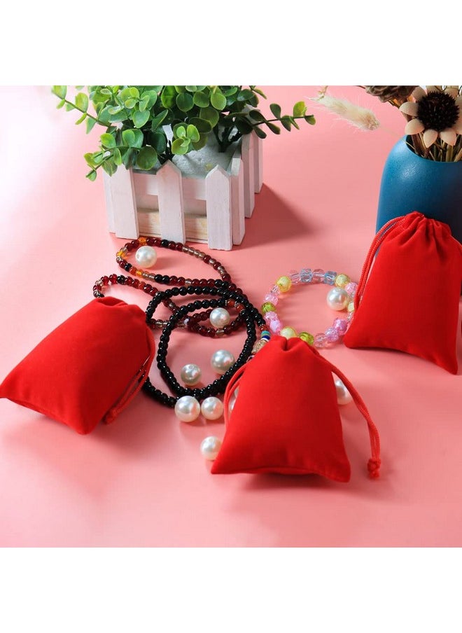Shintop - 10 Pack Velvet Drawstring Bags For Christmas Wedding Gift Bags Velvet Cloth Jewelry Pouches (2.75” X 3.54” Red) - Image 1